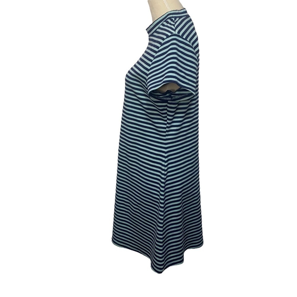Free People Beach blue and green striped shirt sleeve t-shirt dress Size Large - Picture 2 of 9